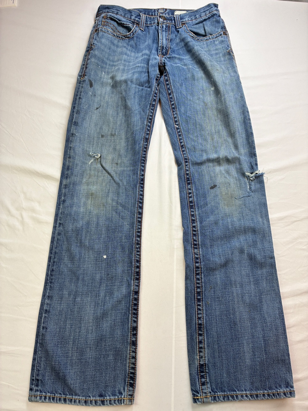 Ariat M4 Relaxed Mid-Low Rise Men's Distressed Denim Jeans Western Cowboy Work